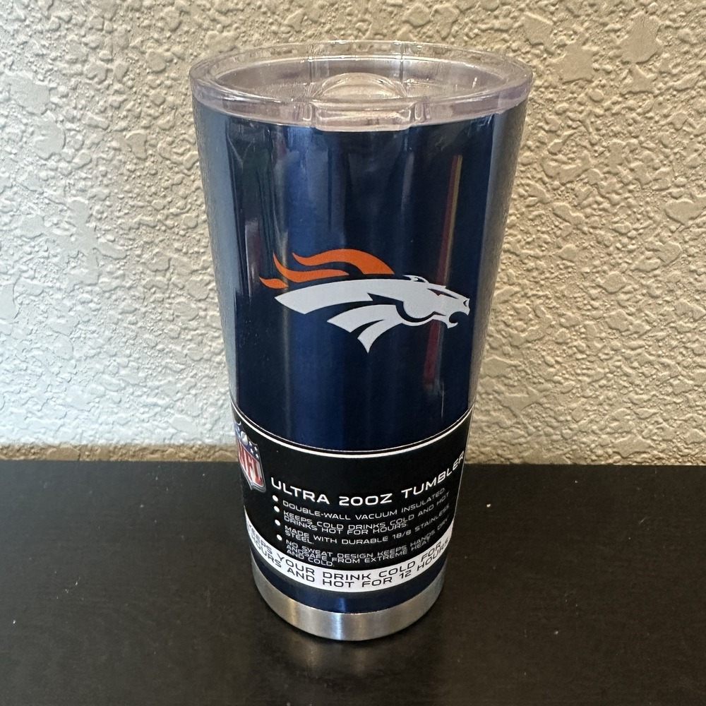 Denver Broncos NFL 20 oz Ultra Insulated Travel Tumbler 24 Hours Cold 12 Hot NWT